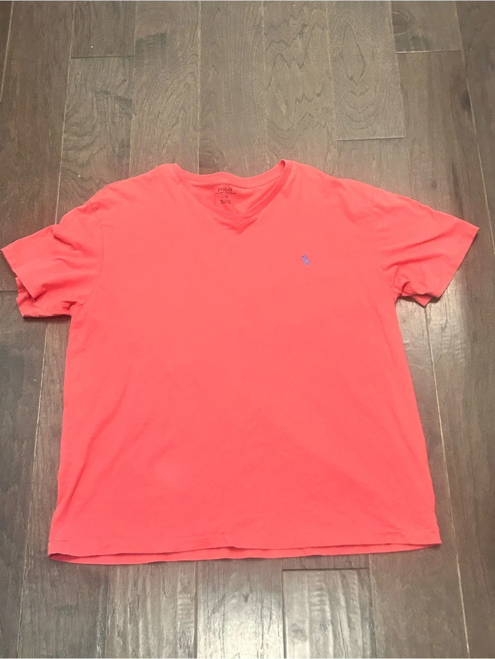 Polo Ralph Lauren Men's Coral V-Neck Tee Large